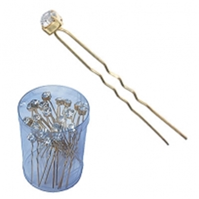 Picture of Waved hair pin with jet 45 mm gold 20 pcs